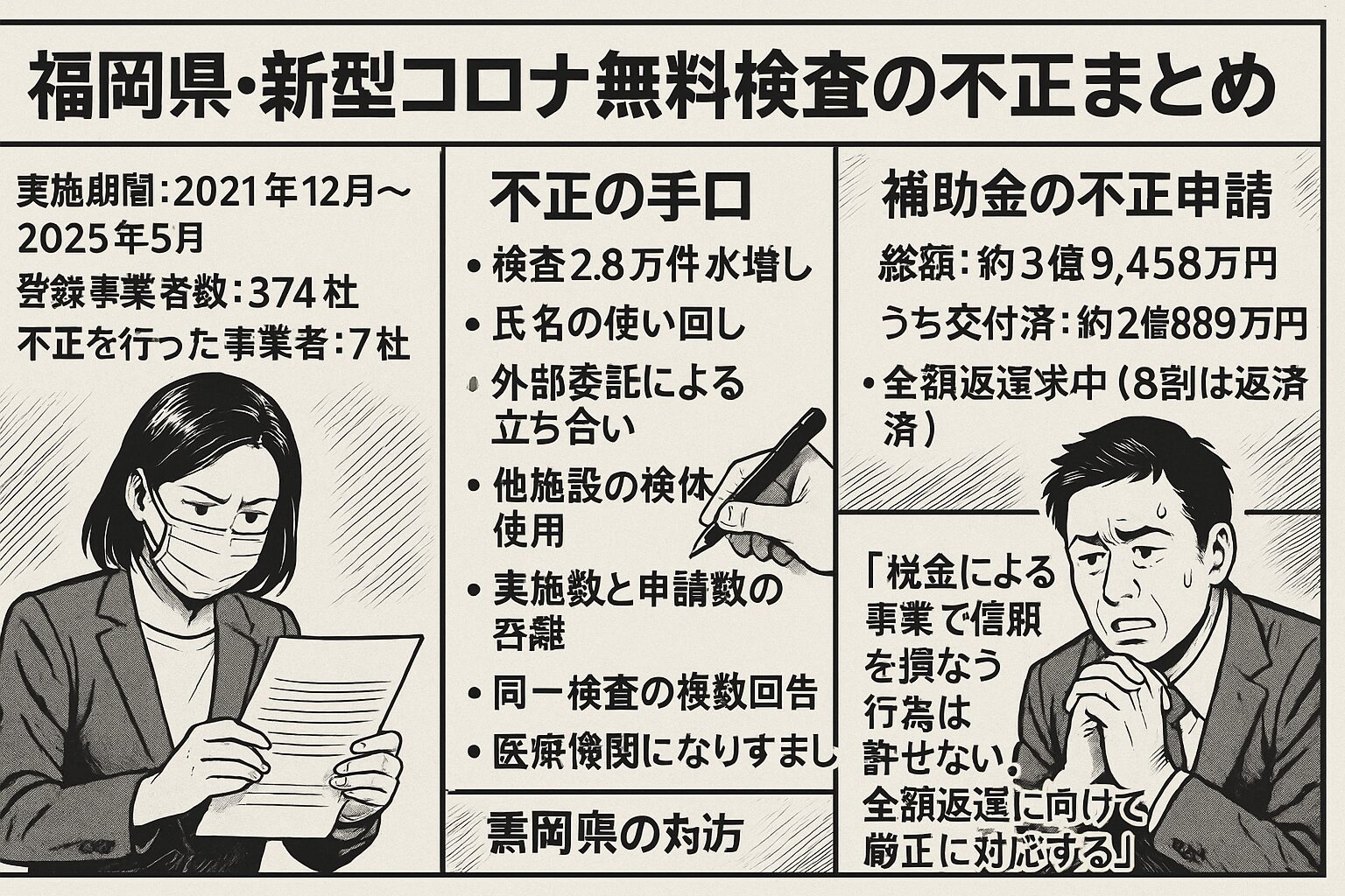 福岡県コロナ検査場4億円不正受給